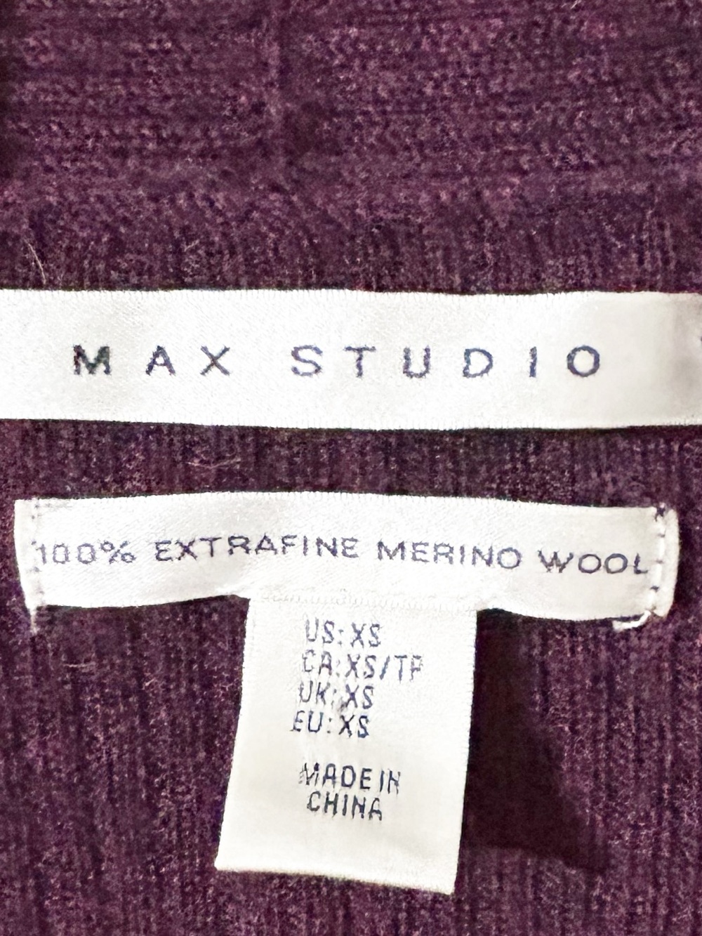 Max Studio Plum Open-Front Ribbed Cardigan - Picture 7 of 8
